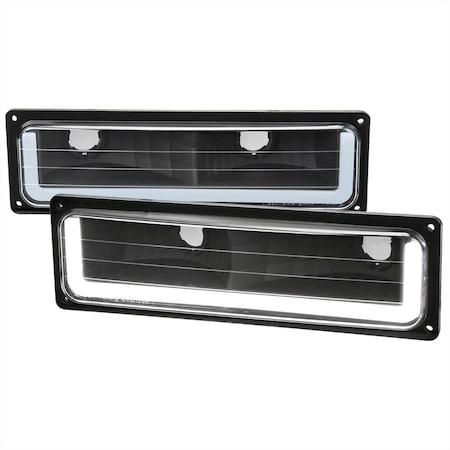 Spec-D Tuning BUMPER LIGHT WITH LED BAR MATTE BLACK HOUSING AND CLEAR LENS, 2PK LB-C1088JM-G3-GO